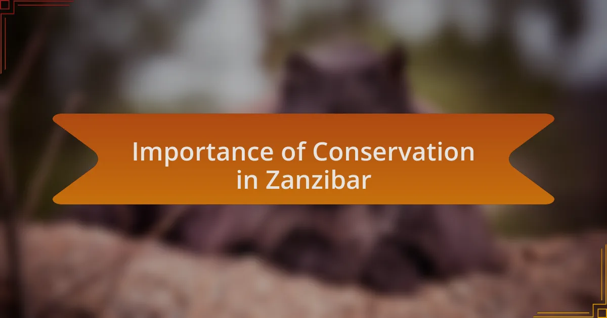 Importance of Conservation in Zanzibar