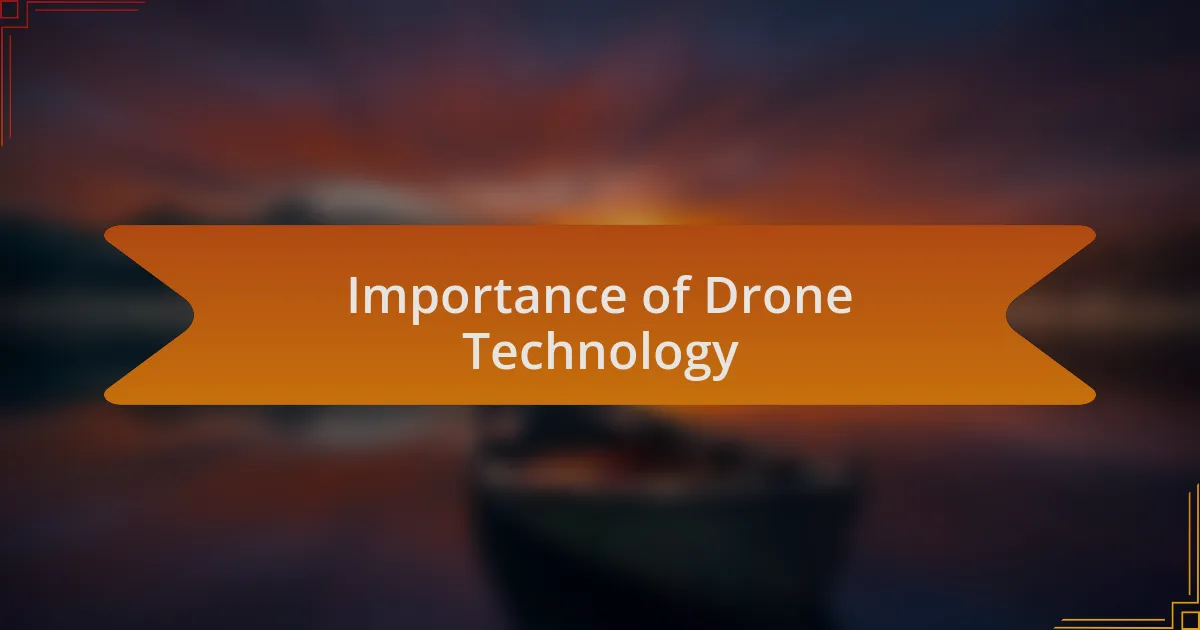 Importance of Drone Technology
