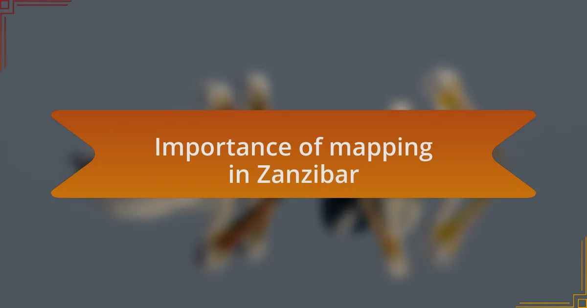 Importance of mapping in Zanzibar