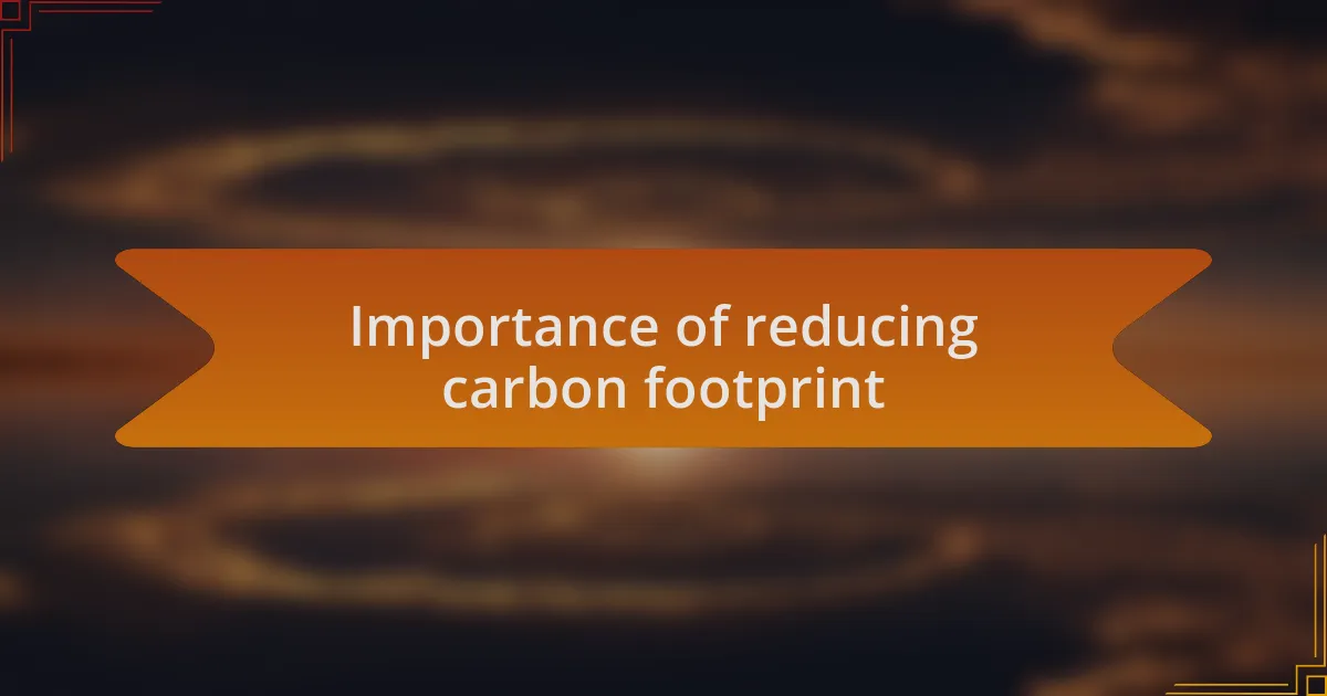 Importance of reducing carbon footprint