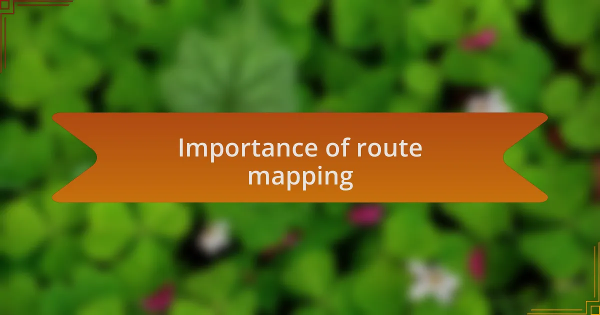 Importance of route mapping