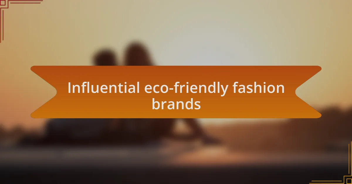 Influential eco-friendly fashion brands