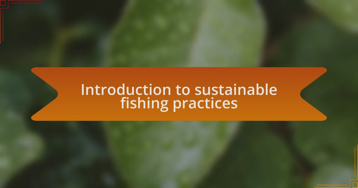 Introduction to sustainable fishing practices