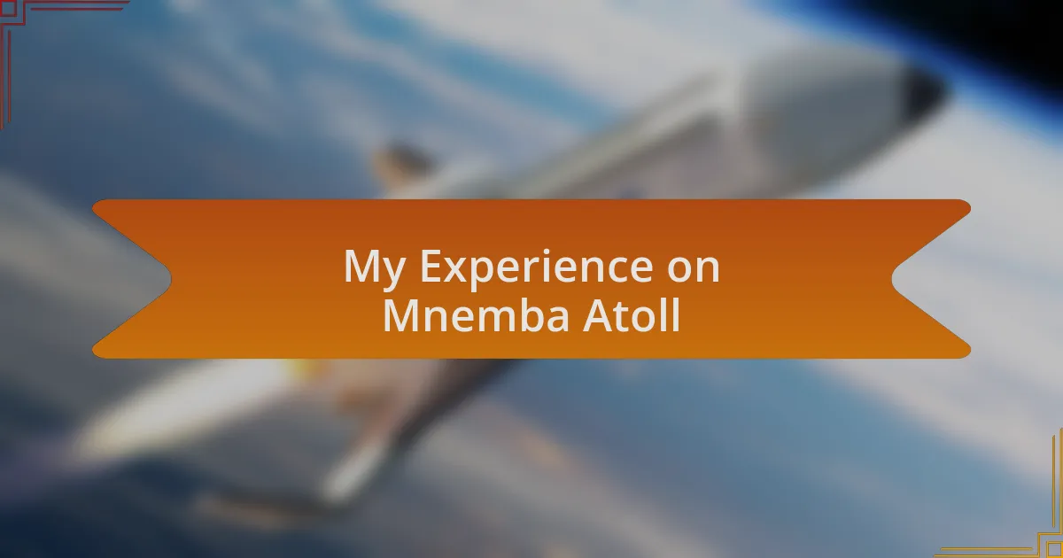 My Experience on Mnemba Atoll