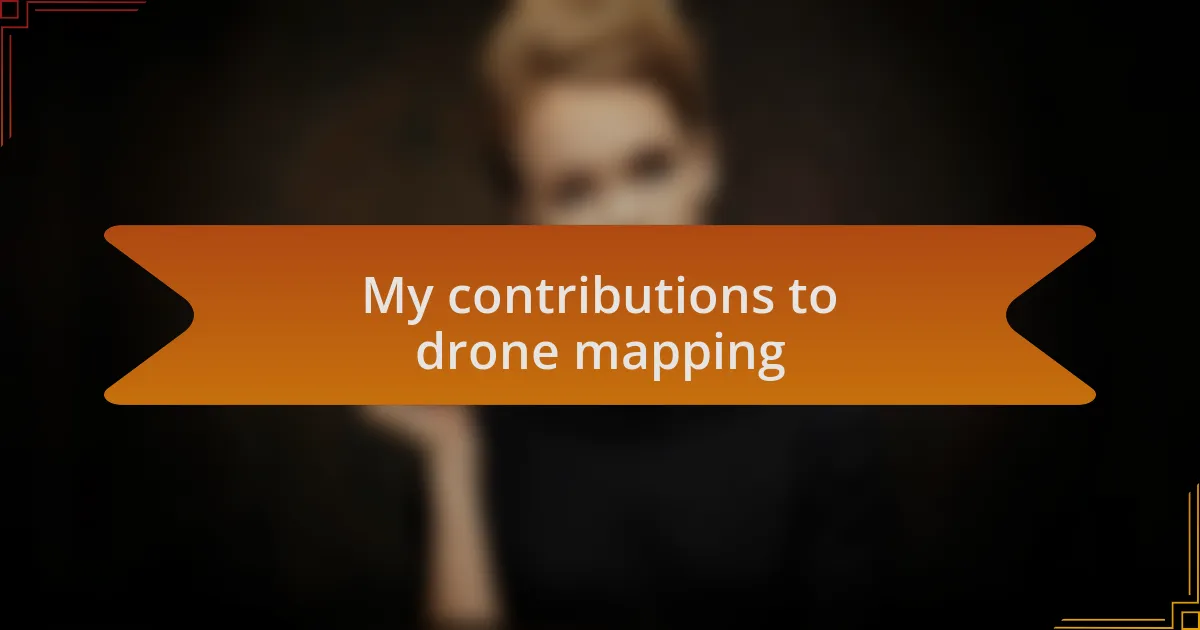 My contributions to drone mapping