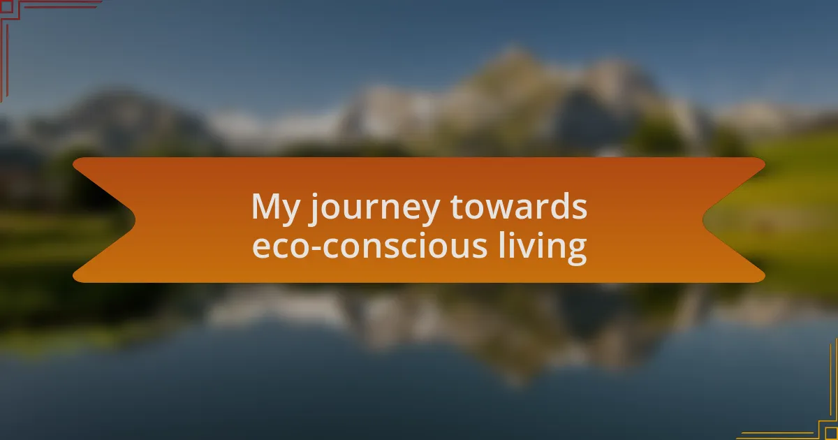 My journey towards eco-conscious living
