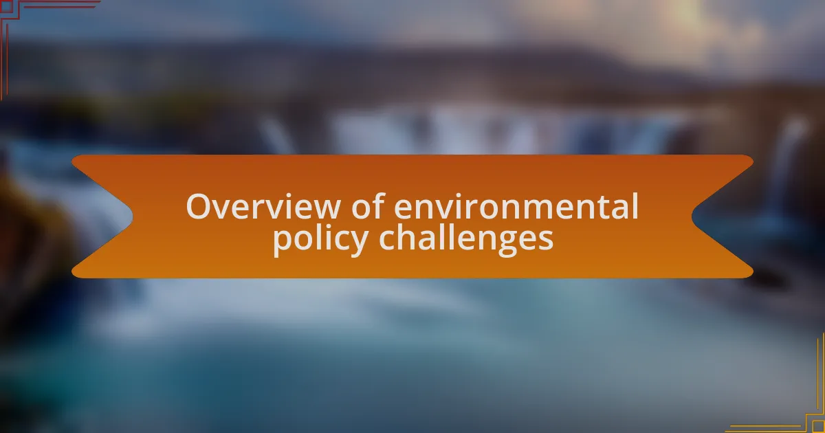 Overview of environmental policy challenges