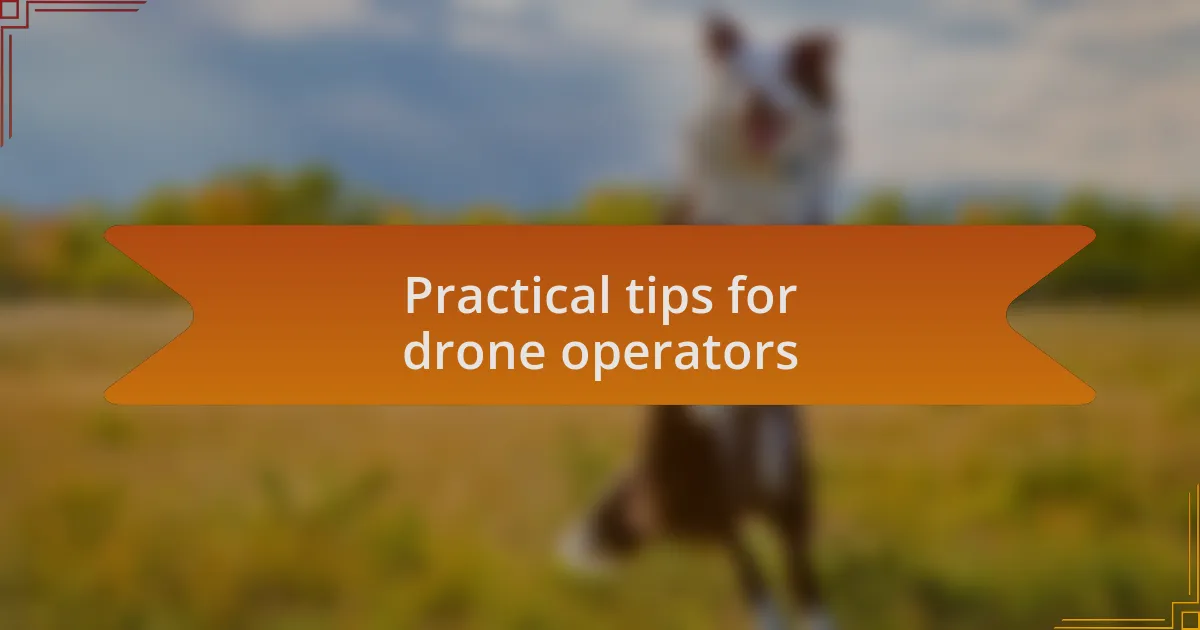 Practical tips for drone operators