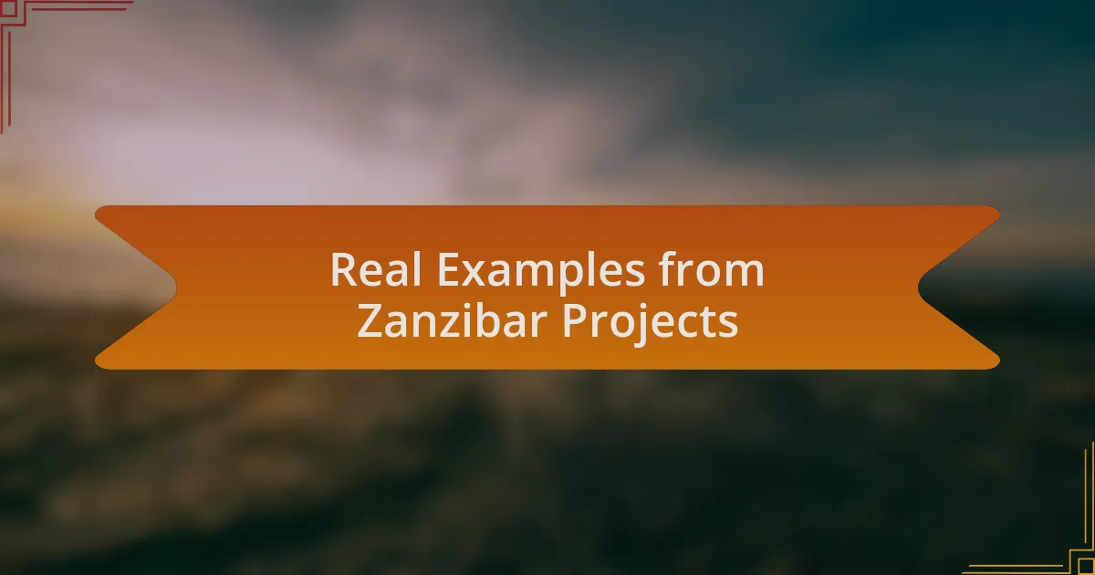 Real Examples from Zanzibar Projects