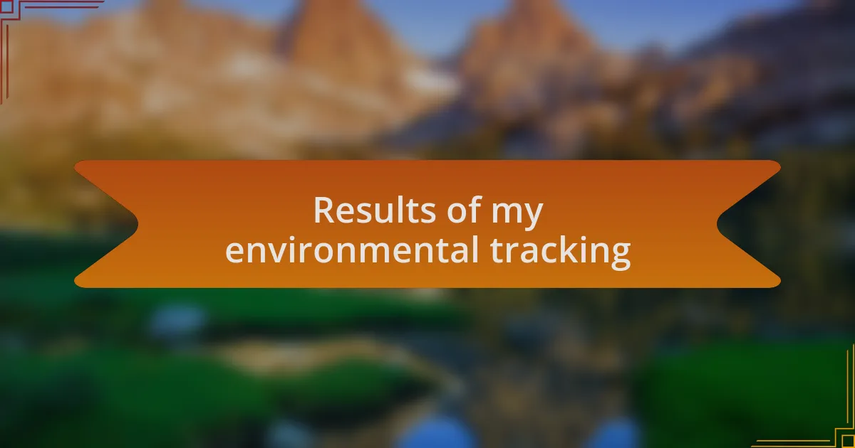 Results of my environmental tracking