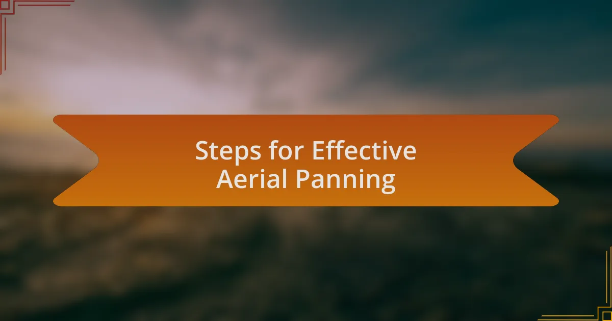 Steps for Effective Aerial Panning