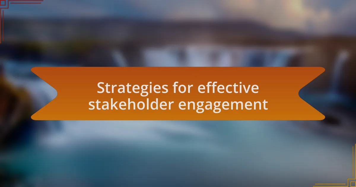 Strategies for effective stakeholder engagement