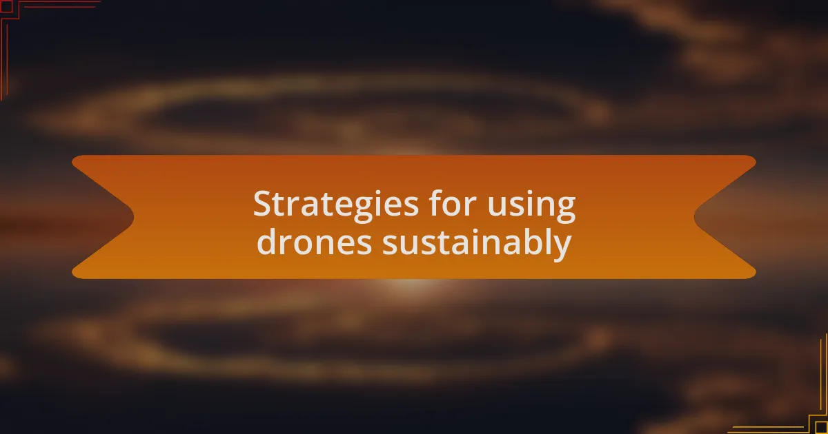 Strategies for using drones sustainably