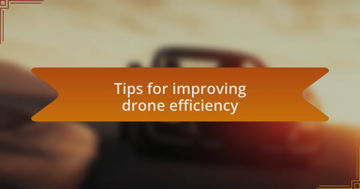 Tips for improving drone efficiency