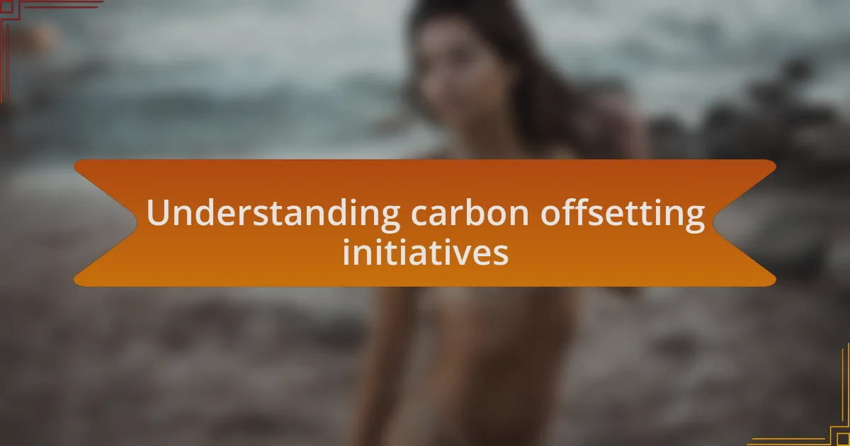 Understanding carbon offsetting initiatives