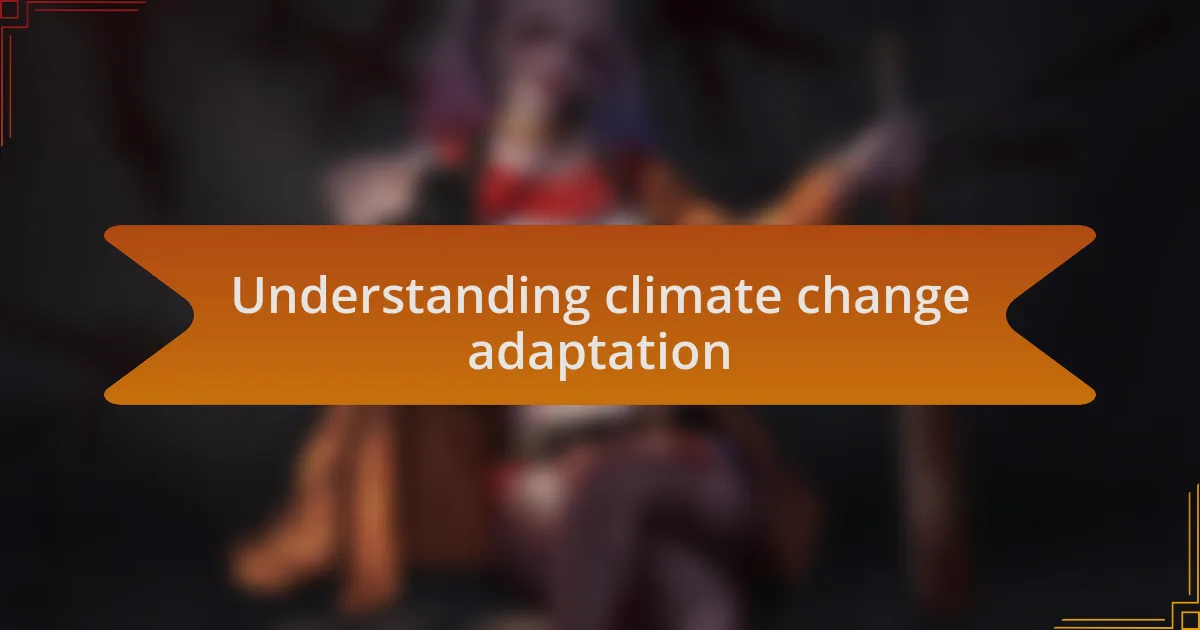 Understanding climate change adaptation