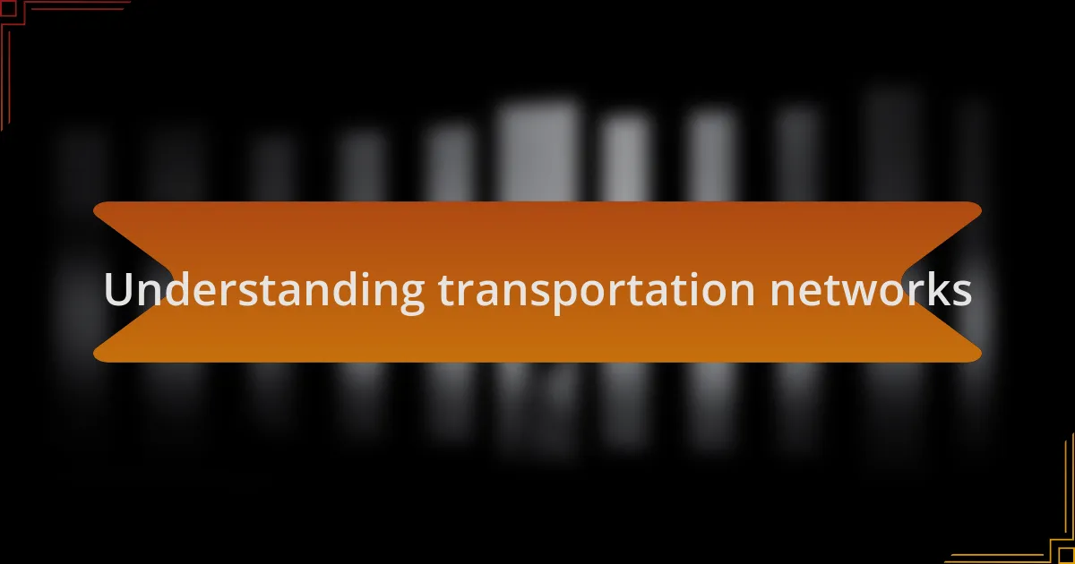 Understanding transportation networks